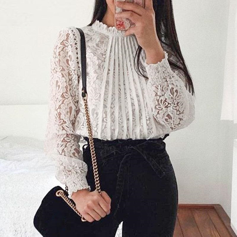 Vintage Embroidery Hollow out Office Lady Shirt Top