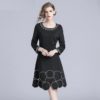 Vintage Embroidery O-neck long Sleeve Casual short dress