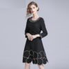 Vintage Embroidery O-neck long Sleeve Casual short dress - Image 2