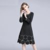 Vintage Embroidery O-neck long Sleeve Casual short dress - Image 3