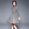Vintage Plaid full Sleeve Sashes Mini Ball dress