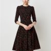 Vintage Print Elegant A-line Party Midi Dress - Image 16