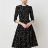 Vintage Print Elegant A-line Party Midi Dress - Image 19