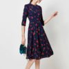 Vintage Print Elegant A-line Party Midi Dress - Image 2