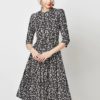 Vintage Print Elegant A-line Party Midi Dress - Image 28
