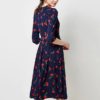 Vintage Print Elegant A-line Party Midi Dress - Image 4