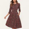 Vintage Print Elegant A-line Party Midi Dress - Image 5