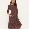 Vintage Print Elegant A-line Party Midi Dress - Image 8