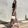 Vintage Print Leopard Long Dress