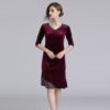 Vintage V-Neck Patchwork fashion office party short dress - Image 2