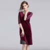 Vintage V-Neck Patchwork fashion office party short dress - Image 3