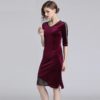 Vintage V-Neck Patchwork fashion office party short dress - Image 4