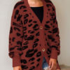 Cardigans Long Sleeve V Neck Animal Print - Image 3