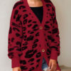 Cardigans Long Sleeve V Neck Animal Print - Image 5