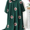 Cartoon Pig Printing Cotton Nightgown - Image 3