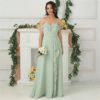 Chiffon Spaghetti Straps Ruffles Evening Party Dress