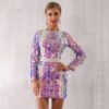 Sexy Long Sleeve Sequined Mini Club Dress