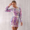 Sexy Long Sleeve Sequined Mini Club Dress - Image 3