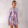 Sexy Long Sleeve Sequined Mini Club Dress - Image 4