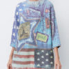 Cosy Jewel Neck Crochet The Stars And The Stripes Layered Pullover Sweater