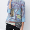 Cosy Jewel Neck Crochet The Stars And The Stripes Layered Pullover Sweater - Image 2