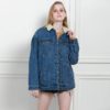 Slim Long Sleeve Knit Denim Fancy Jacket - Image 2