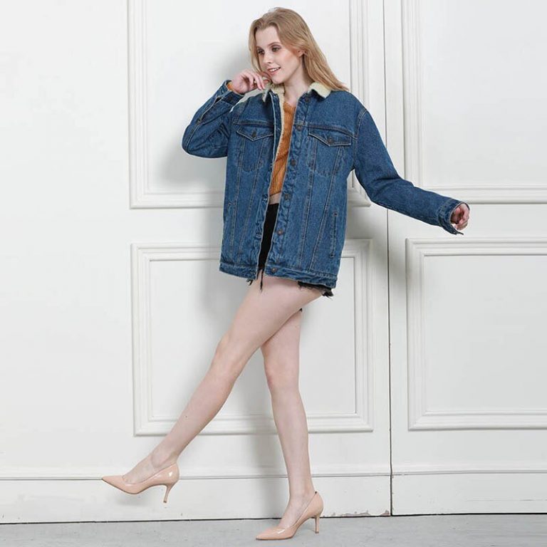 Slim Long Sleeve Knit Denim Fancy Jacket - Image 3