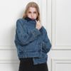Long Sleeve Artificial Sherpa Cotton Denim Jacket - Image 2