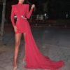 Elegant Bodycon Solid Color Mini Dress