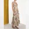 Elegant Flower Print Silk Long Dress - Image 4