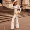 Elegant Lace Long Sleeve Clubwear Runway Night Out Bandage Rompers - Image 2