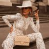 Elegant Lace Long Sleeve Clubwear Runway Night Out Bandage Rompers - Image 4