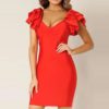 Elegant Ruffles Clubwears Bodycon Party Dress