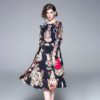Elegant Office Work Printed Long Sleeve Party Dress - Image 2