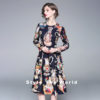 Elegant Office Work Printed Long Sleeve Party Dress - Image 3