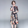 Elegant Office Work Printed Long Sleeve Party Dress - Image 5