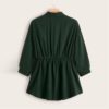 Front Smock Peplum Casual Plus Size Long Blouses - Image 2