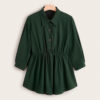 Front Smock Peplum Casual Plus Size Long Blouses