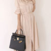Turndown Collar Pleated Half Sleeves Cotton Layered Shirt Dresses