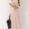 Turndown Collar Pleated Half Sleeves Cotton Layered Shirt Dresses - Image 2