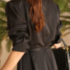 Turndown Collar Pleated Half Sleeves Cotton Layered Shirt Dresses - Image 4