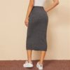 High Waist Ladies Casual Hem Pocket Patched Straight Long Skirt - Image 2