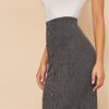 High Waist Ladies Casual Hem Pocket Patched Straight Long Skirt - Image 4