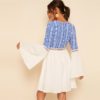 Holiday Flounce Sleeve V Neck Contrast Lace Dresses - Image 2