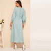 Keyhole Back Lace Appliques Belted Hijab Maxi Dress - Image 2