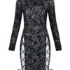 Sexy Long Sleeve Lace Up Crewneck Shaping Mini Dress - Image 2