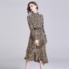 Leopard Print  Ruffles Elegant Evening Party Dress - Image 3