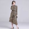 Leopard Print  Ruffles Elegant Evening Party Dress - Image 5