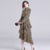 Leopard Print  Ruffles Elegant Evening Party Dress - Image 6