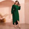 Lantern Sleeve Wrap Dip Hem Glitter Maxi Dress - Image 3